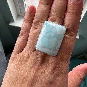 Huge 1 1/2 inch stone Larimar ring size 9 1/2